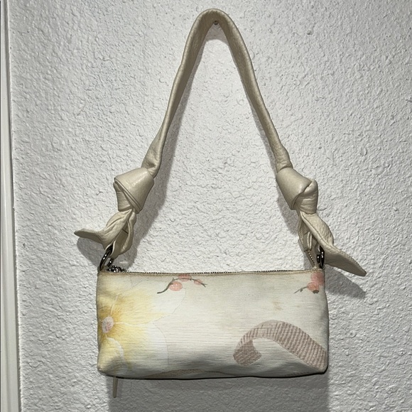 👛 Salvatore Ferragamo Cream/Yellow Floral  and brown ribbon mini bag - Picture 1 of 11